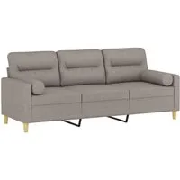 vidaXL 3-Sitzer-Sofa mit Zierkissen in Taupe - Modernes 3-Sitzer-Sofa mit atmungsaktivem, langlebigem Stoff und abnehmbaren Kissenbezügen für einfache Reinigung. Ideal zum Entspannen und Plaudern.