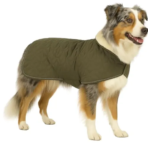 Flamingo Hundemantel Winter Ushi Khaki – 55cm – warm & wasserabweisend - Winterjacken & Wintermäntel für Hunde, aus wasserabweisendem Polyester mit warmem Fleece-Innenfutter und reflektierenden Elementen für zusätzliche Sicherheit bei Dunkelheit.