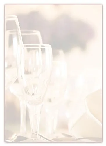 Motiv Briefpapier (Gastro-5041, DIN A4, 25 Blatt). Einseitig bedrucktes Briefpapier, sehr gut beschreibbar, Motivpapier für alle Drucker/Kopierer geeignet Motiv Gastronomie Restaurant Gläser Glas Sekt