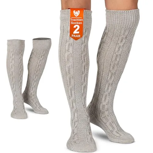 German Wear Trachtenstrümpfe Traditionelle Lange Overknee-Socken 70 cm – Trachtenstrümpfe in Meliert in 1er,2er, 3er, 6er & 12er Pack - Größe 41-43