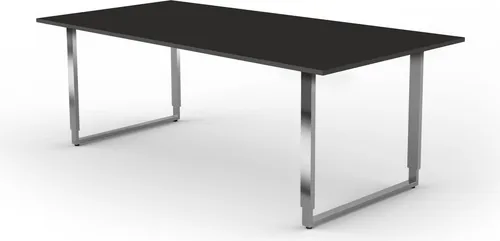 Kerkmann Konferenztisch Aveto 4309 - Rechteckiger Konferenztisch, höhenverstellbar und ideal für Meetings oder Pausenräume, Platz für bis zu 6 Personen, anthrazit mit silbernem Edelstahlgestell.