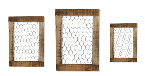 DARO DEKO Holz Wandgitter braun Wanddeko Fotohalter Collage 3er Set