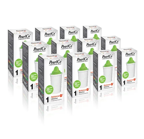 PearlCo Alkaline Classic Pack - 12 Filterkartuschen für basisches Wasser - 12 Filterkartuschen für basisches Wasser, ideal zur effektiven Anhebung des pH-Werts und für bis zu 300 Liter Trinkwasser. Perfekt für eine bewusste Ernährung mit alkalischen Lebensmitteln.