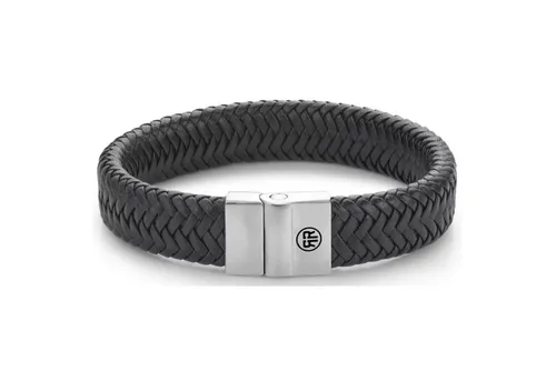 Rebel & Rose Armband Armband aus 15mm dickem, schwarzem Leder mit Edelstahlverschluss