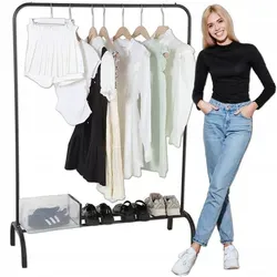 KRUMAD Kleiderständer Garderobenständer aus Metall mit Ablage für Schuhe, Stabile Kleiderstange, Freistehend, Belastbar - Schwarz