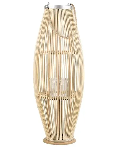 Bambusholz Deko Laterne Tahiti in braun von Beliani