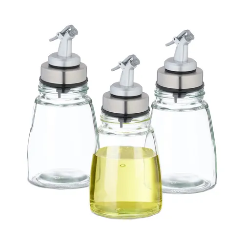 Ölflasche Essig- und Ölspender Dosierflasche Saucenflasche Essigspender 3er Set