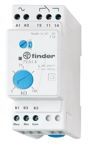 Finder 72.01.8.240.0000 Niveau-Überwachungs-Relais - Installationsrelais mit 3 einstellbaren Elektrodeneingängen für präzise Niveauüberwachung, ideal für industrielle Anwendungen.