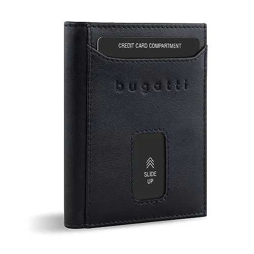 bugatti Secure Slim Mini Börse mit RFID-Schutz - Herren-Geldbörse aus hochwertigem Leder mit 6 Kartenfächern und einem praktischen RV-Münzfach. Maximale Datensicherheit durch RFID-Schutz, ideal für moderne Männer.