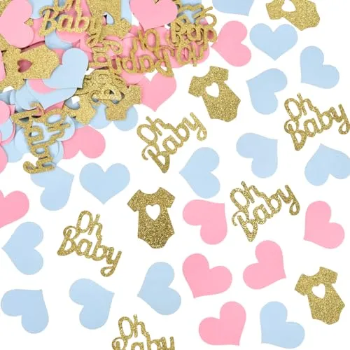 Stück Gender Reveal Party Deko,Baby Party Dekoration,Oh Baby Deko,Gender Reveal Konfetti,Babyparty Deko Konfetti,Babyparty Tischdeko,Glitzer Confetti für Baby Shower Deko 100