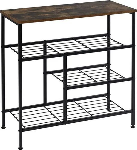 EUGAD Schuhregal 4 Ebenen aus Metall und MDF – Schwarz in schwarz von Eugad