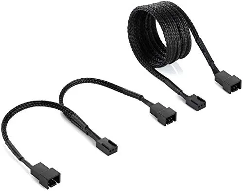POPPSTAR Lüfter Kabel Set 3-Pin (15cm Y-Kabel (Buchse auf 3-Pin/2-Pin Stecker) + 90cm Verlängerungskabel) für Anschluss von Prozessor-/Gehäuselüfter an Mainboard