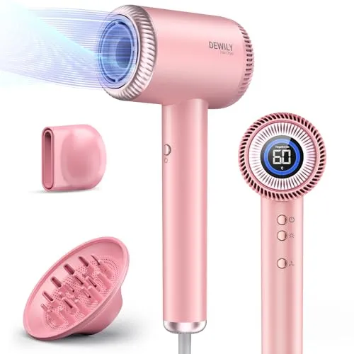 Ionen Haartrockner Föhn mit Magnetischen Diffusor,DEWILY Fön mit 110,000RPM bürstenlosem Motor, Trocknet Schnell Reisefön Hair Dryer, 300-Millionen Negativ Ionen Haarföhn