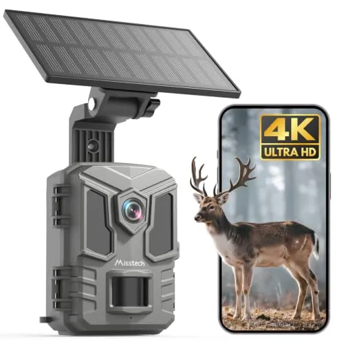 Misstech 4K UHD Solar Wildkamera mit App, 64MP
