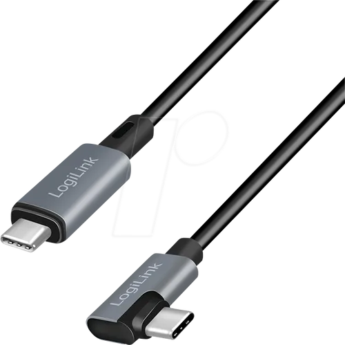 LOGILINK CU0183 - Sync- & Ladekabel, USB-C -> C, 90°, 100 W, 2 m