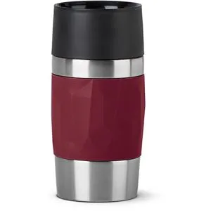 Emsa Isolierbecher Travel Mug Compact 300 ml - Weinrot - Thermobehälter mit doppelwandiger Edelstahl-Isolierung, hält Getränke bis zu 3 Stunden heiß und 6 Stunden kalt, ideal für unterwegs.