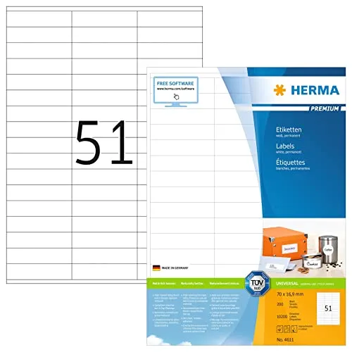 HERMA 4611 Universal Etiketten, 1600 Blatt, 70 x 16,9 mm