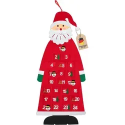 Intirilife Nikolaus Adventskalender Rot zum Befüllen, Weihnachtsmann Kalender DIY wiederverwenbar aus Filz für Kinder und Erwachsene - Rot