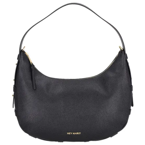 HEY MARLY Beuteltasche Lifetime Sister M black - Handtaschen aus recyceltem Rindleder, geräumig mit Reißverschluss und abnehmbarem Schulterriemen – stilvoll und nachhaltig!
