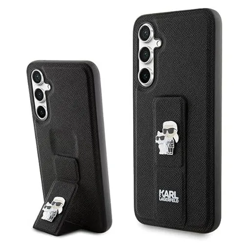 Karl Lagerfeld Gripstand Saffiano Case für Samsung Galaxy S23 FE - Schwarz - Handyhülle mit elegantem Saffiano-Finish und funktionalem Gripstand für komfortables Video-Viewing. Schützt Ihr Samsung Galaxy S23 FE und verleiht Ihrem Stil einen exklusiven Touch.