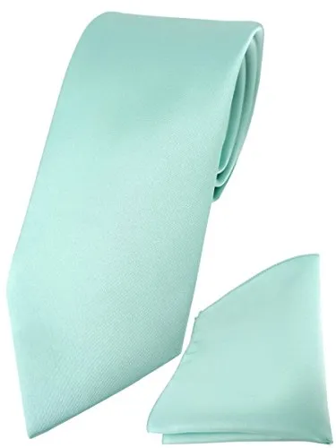 TigerTie Herren Krawatte – Klassische 7,5 cm Krawatte Designer Einstecktuch in mint grün einfarbigem Design, ideal für Geschäftstermine, festliche Anlässe und die Freizeit