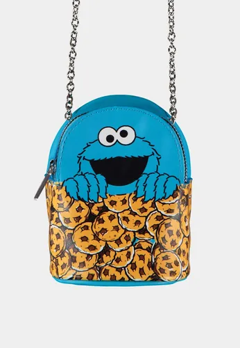 Sesame Street Umhängetasche Krümelmonster - Ikonische Micro Bag - Bunte Umhängetasche im Krümelmonster-Design, ideal für Fans. Mit verstellbarem Träger und stylischem Cookie-Druck – das perfekte Accessoire für jeden Anlass.