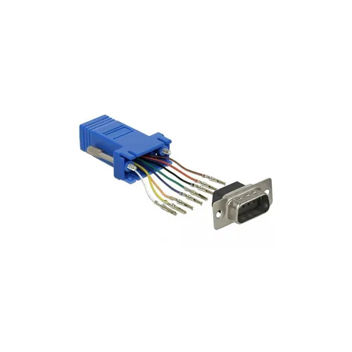 DELOCK D-Sub 9 Pin Stecker zu RJ45 Buchse Montagesatz blau