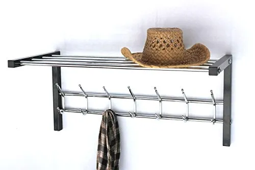 DanDiBo Wandgarderobe mit Hutablage - 70 cm Garderobe - Garderobenpaneele mit stilvoller Hutablage aus Metall, hochwertig lackiert in Schwarz und Chrom. Ideal für platzsparende Organisation im Flur oder Eingangsbereich.
