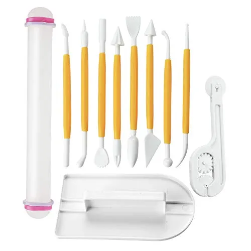 Soleebee 11-Teiliges Fondant Ausstecher Set Ausstechformen für Blume Formen Set Sharp Kantenschneider, Fondant Werkzeuge Modellierwerkzeug für Torten Deko