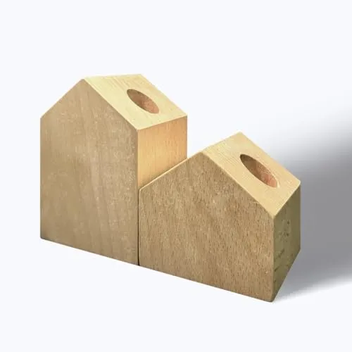 anaan Haven Stabkerzenhalter aus Holz 2er Set im modernen Haus Design Buchstütze Kerzenständer Stabkerzenständer Weihnachten Geschenk