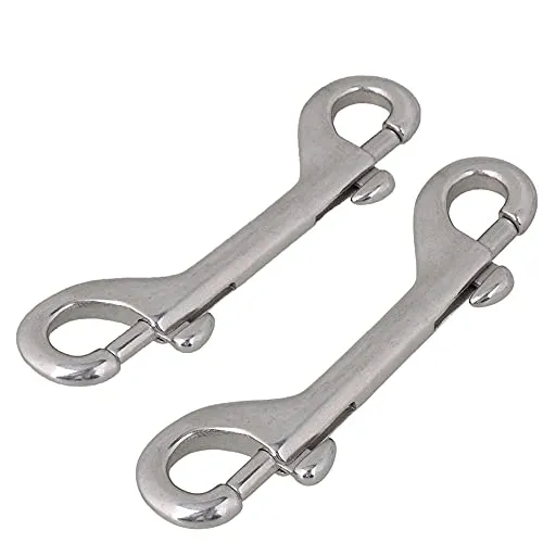 Teiliger Doppel Karabinerhaken, Double end Snap, Doppel Karabinerhaken Edelstahl, Verwendet für Hundeleine, Mehrzweck Familiencamping im Freien, Schlüsselanhänger 2