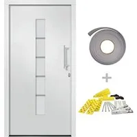vidaXL Haustür Aluminium und PVC Weiß 100x200 cm - Eingangstür mit 5-fach-Sicherheitsschloss, isolierverglast und robustem Design. Ideal für Sicherheit und Stil im Eingangsbereich Ihres Hauses.
