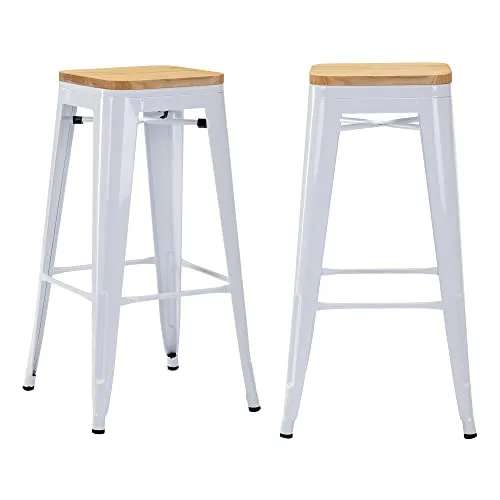 Duhome Barhocker Eisen Barstühle 2er Set, 76cm Sitzhöhe in weiß von Duhome