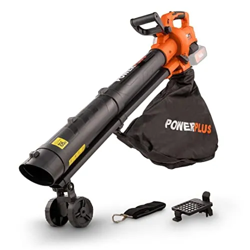 Powerplus Dual Power Akku-Laubbläser POWDPG75270 - 3-in-1: Blasen, Saugen, Häckseln, 210 km/h maximale Luftgeschwindigkeit, umweltfreundlich und leicht mit nur 3,1 kg