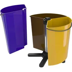 SMARTECO 3x 11,7L Abfalleimer - Haushaltszubehör: Moderner Sortierabfallbehälter mit 3 drehbaren Fächern für eine einfache Mülltrennung und eine Gesamtkapazität von 35,1 Litern.