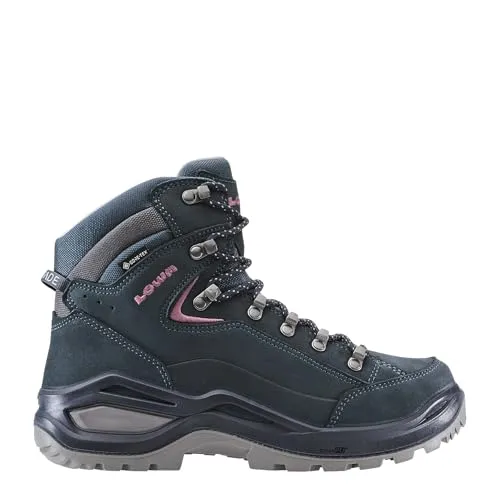 Lowa Renegade Evo GTX Mid Ws Damen - Stahlblau/AltRosa, 38 EU - Wanderschuhe mit GORE-TEX Futter für trockene Füße und optimale Atmungsaktivität, gepolsterte Zunge für hohen Komfort und Lowa Monowrap Sohlenkonstruktion für Stabilität und Dämpfung.