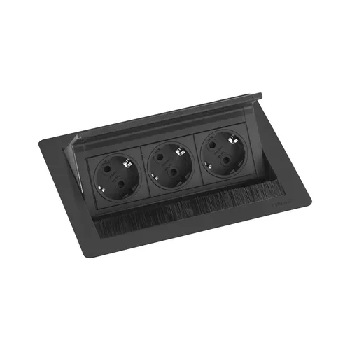 EVOline® FlipTop PUSH S 3x VDE Steckdosen schwarz matt - Steckdosen & Zubehör, elegante und platzsparende Lösung mit 3 Steckdosen für Innenräume, ideal für moderne Arbeitsplätze und Wohnräume.