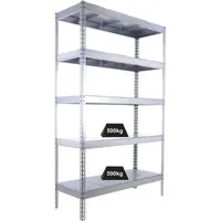 PROREGAL Schwerlastregal METAL BEAST FIVE | 500kg Fachlast - Werkstatteinrichtung mit 5 verstellbaren Stahlböden, ideal für industrielle Anwendungen. Hohe Stabilität und einfache Montage durch Stecksystem.