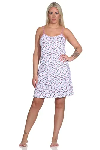 Normann Damen Spaghetti Nachthemd in geblümter Optik - auch in Übergrössen, Farbe:rot, Größe:36-38