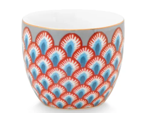 PiP Studio Eierbecher Flower Festival Scallop Eierbecher Light Blue/red, Egg Cup Flower Festival Scallop Red-Light Blue