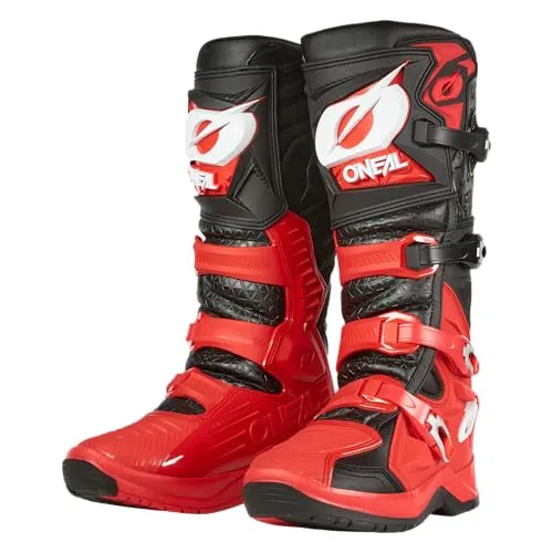 ONeal RMX Pro Stiefel - Schwarz/Rot - 44 EU - Motorradstiefel mit Dual-Verbund-Gummisohle für perfekten Grip und maximalen Komfort. Zertifiziert nach EN13634-2017 für höchsten Schutz.