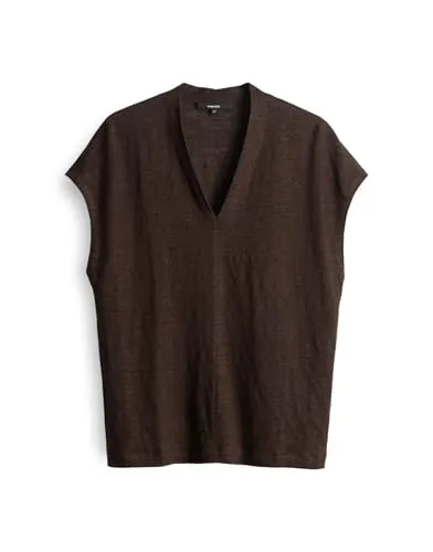 someday Kurzarmshirt KUINN – V-Neck in dark espresso von someday