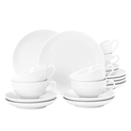 Seltmann Weiden Teeservice Geschirr-Set Amina, 18 Teile - Hochwertiges Porzellan-Teeservice für 6 Personen, hitzebeständig und spülmaschinengeeignet, Made in Germany – ideal für stilvolle Teestunden.