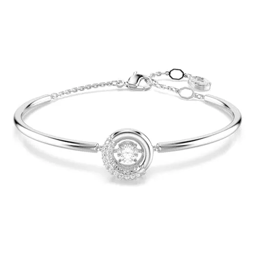 Swarovski Dextera Armreif – Eleganz in Weiß - Armschmuck in Bijouterie, faszinierendes rhodiniertes Design mit klarem Kristallpavé und tanzendem Swarovski Zirconia für strahlende Eleganz.