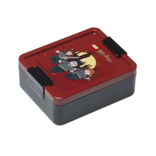 Room Copenhagen LEGO Lunchbox mit Fächern - Iconic Harry Potter Gryffindor Design, langlebig & spaßig für Kinder, Rot & Grau, spülmaschinenfest, ideal für Snacks & Reisen