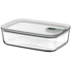 Mepal Frischhaltedose Easyclip, Klar, Salbeigrün, Kunststoff, 1,5 L, rechteckig, 16.7x7.0x23.8 cm, lebensmittelecht, luftdichter Verschluss, auslaufsicher, wasserdicht, hitzebeständig, mikrowellengeeignet, mikrowellenfest, Deckel mit Sichtfenster, Küchenzubehör, Vorratsbehälter, Frischhaltedosen