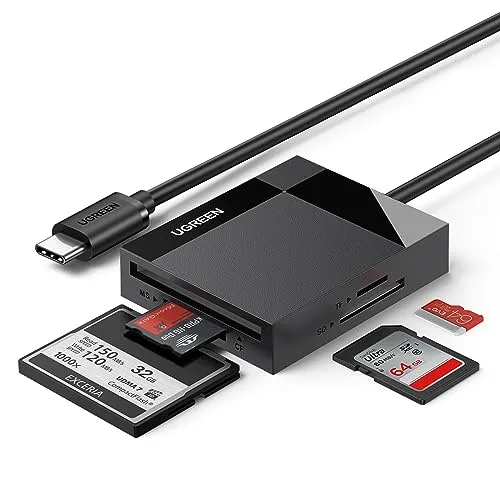 UGREEN USB C 104MB/S Kartenleser SD/Micro SD Card Reader USB C CF Kartenleser 4 in 1 Kompatibel für iPhone 17 Serie, Galaxy S25 Serie/MacBook Pro/Air/iPad Pro/Surface Book usw.