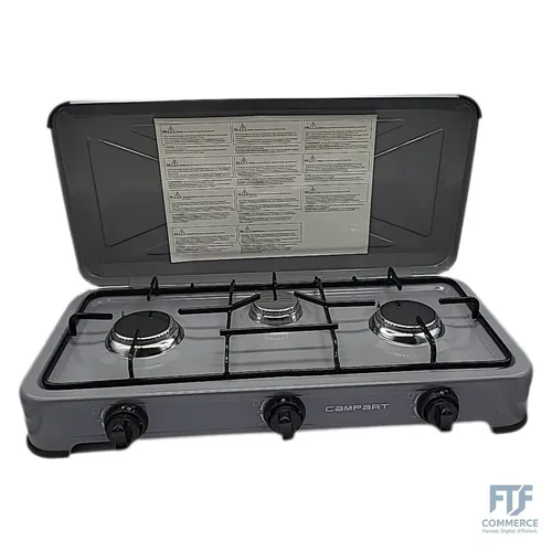 Campart GA-8403 Camping Gaskocher, 3-flammig insgesamt 4000 Watt Leistung, Größe