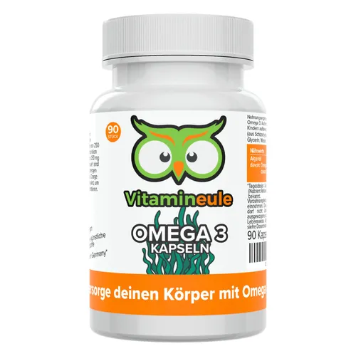 Vitamineule Omega 3 Kapseln - 100% vegan mit 229 mg Omega 3 - Mikroalgen Nahrungsergänzungsmittel, hergestellt in Deutschland, frei von künstlichen Zusatzstoffen und ideal für Allergiker.