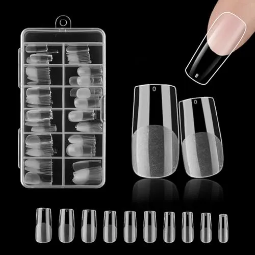 Eupneicu Falsche Nägel Tips, 240 Stück Falsche Nagel Acryl Künstlich Nagelspitzen, Full Cover Nail Tips Transparente Für Nagelstudios Starter Diy-10 Größen